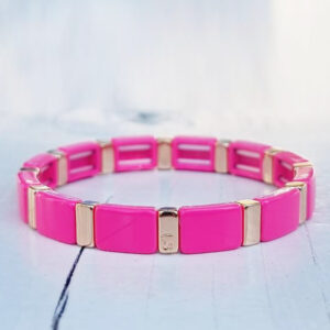 Emaille armband Label Six pink