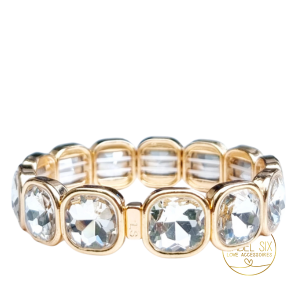 Armband big grey sparkle goud