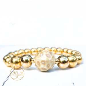 Leopard stone armband creme