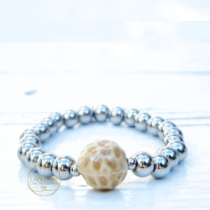 Stainless steel zilver leopard creme