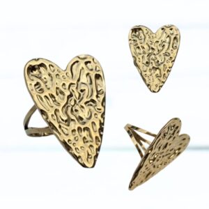 Label Six bladgoud hart, mooie ring van hoogwaardig stainless steel.