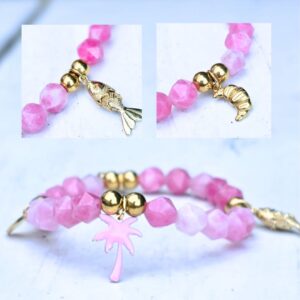 Bedelarmband Label Six pink summer
