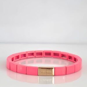 Emaille armband van Label Six in de kleur neon pink