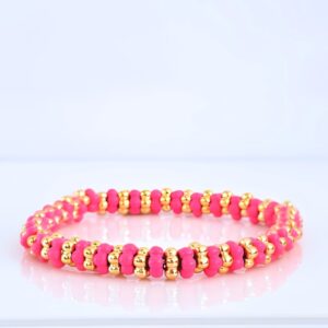 Emaille armband van Label Six in neon pink