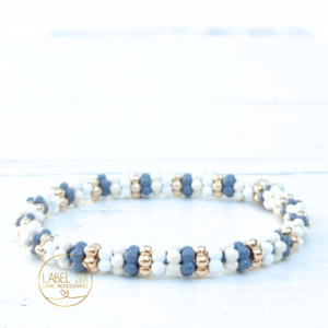 Kralenarmband triple flower beads grey