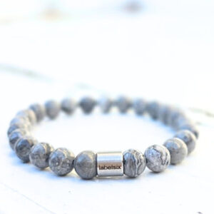 Kralen armband heren lichtgrijs