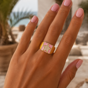 Pink star ring