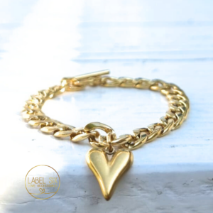 Stainless steel armband met hart S/M